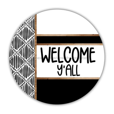Boho Door Hanger Welcome Yall Dco-01778-Dh 18’’ Round Wood